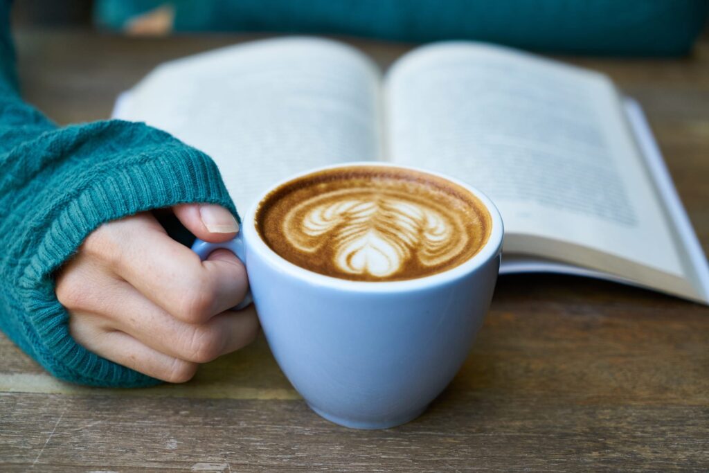 reading coffee